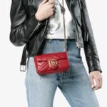 Gucci Women GG Marmont Matelassé Leather Super Mini Bag Red Double G – Bild 13