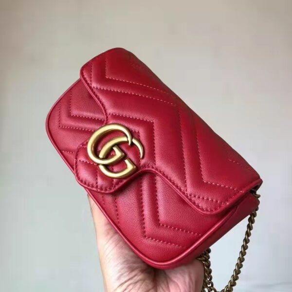 Gucci Women GG Marmont Matelassé Leather Super Mini Bag Red Double G (5)