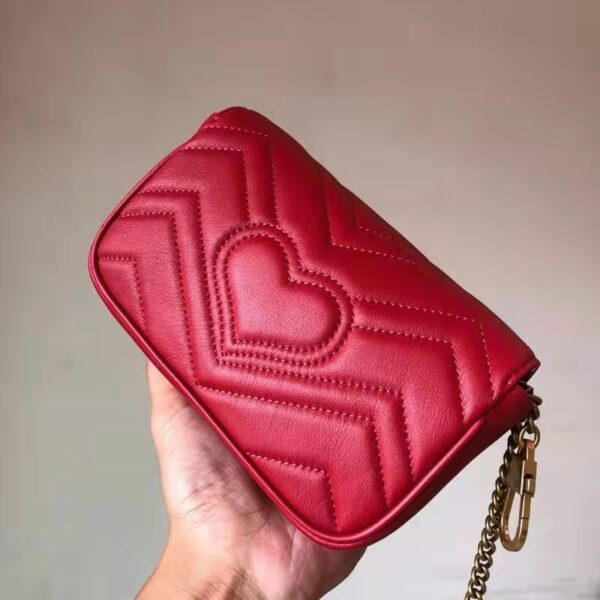Gucci Women GG Marmont Matelassé Leather Super Mini Bag Red Double G (6)