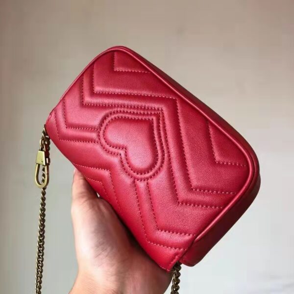 Gucci Women GG Marmont Matelassé Leather Super Mini Bag Red Double G (7)