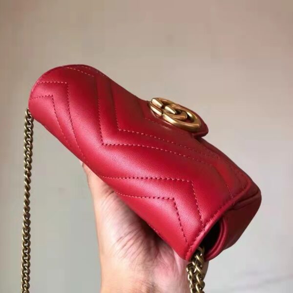 Gucci Women GG Marmont Matelassé Leather Super Mini Bag Red Double G (8)