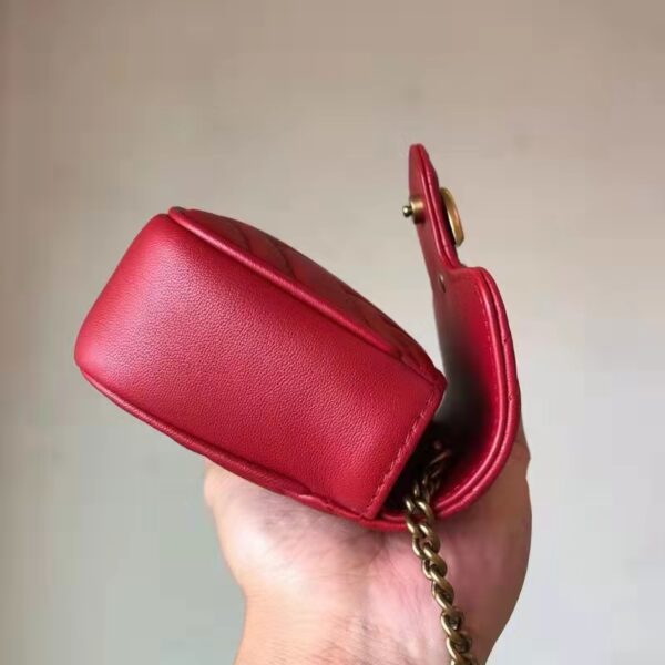 Gucci Women GG Marmont Matelassé Leather Super Mini Bag Red Double G (9)