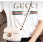 Gucci Women GG Marmont Matelassé Leather Super Mini Bag White Double G - Image 4