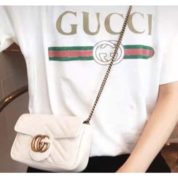 Gucci Women GG Marmont Matelassé Leather Super Mini Bag White Double G (8)