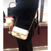 Gucci Women GG Marmont Matelassé Leather Super Mini Bag White Double G