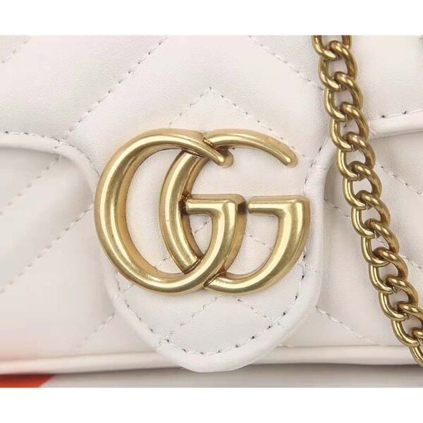 Gucci Women GG Marmont Matelassé Mini Bag White Matelassé Chevron Leather (10)