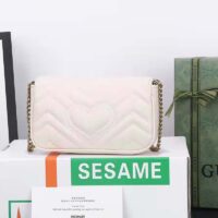 Gucci Women GG Marmont Matelassé Mini Bag White Matelassé Chevron Leather