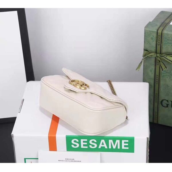 Gucci Women GG Marmont Matelassé Mini Bag White Matelassé Chevron Leather (4)