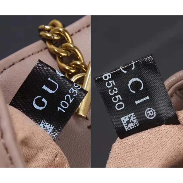 Gucci Women GG Marmont Matelassé Shoulder Bag Pink Chevron Leather Double G (11)