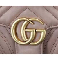 Gucci Women GG Marmont Matelassé Shoulder Bag Pink Chevron Leather Double G (1)