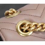 Gucci Women GG Marmont Matelassé Shoulder Bag Pink Chevron Leather Double G – Image 8