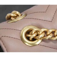 Gucci Women GG Marmont Matelassé Shoulder Bag Pink Chevron Leather Double G (1)