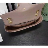 Gucci Women GG Marmont Matelassé Shoulder Bag Pink Chevron Leather Double G (1)