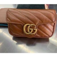 Gucci Women GG Marmont Matelassé Super Mini Bag Brown Double G (2)