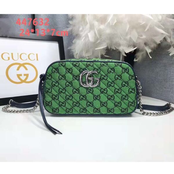 Gucci Women GG Marmont Multicolor Small Shoudler Bag Green Double G (3)