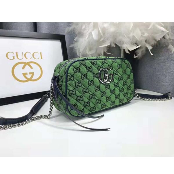 Gucci Women GG Marmont Multicolor Small Shoudler Bag Green Double G (4)