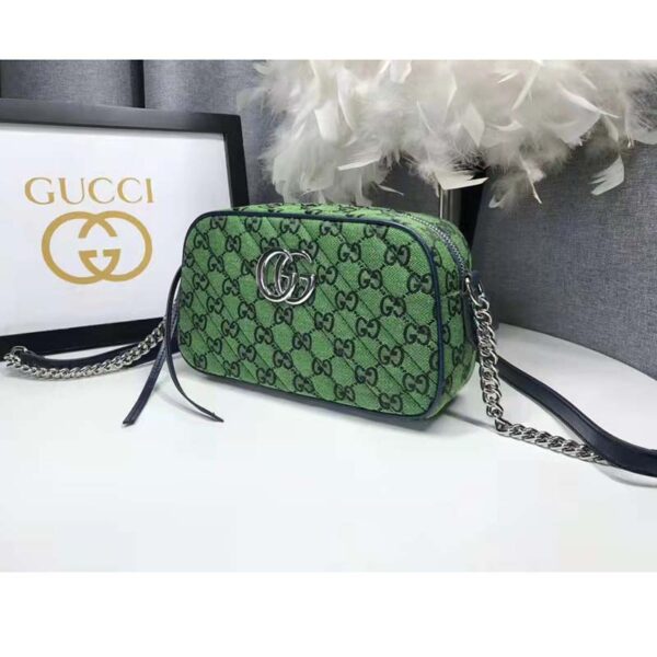 Gucci Women GG Marmont Multicolor Small Shoudler Bag Green Double G (5)