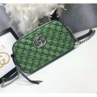 Gucci Women GG Marmont Multicolor Small Shoudler Bag Green Double G (1)
