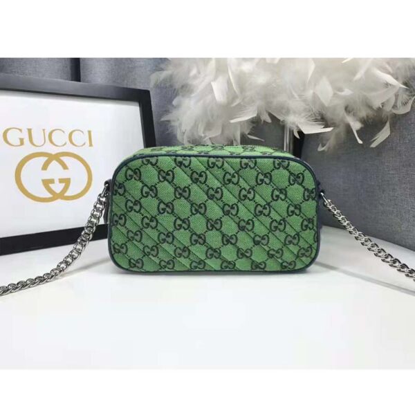 Gucci Women GG Marmont Multicolor Small Shoudler Bag Green Double G (8)