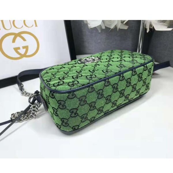 Gucci Women GG Marmont Multicolor Small Shoudler Bag Green Double G (9)