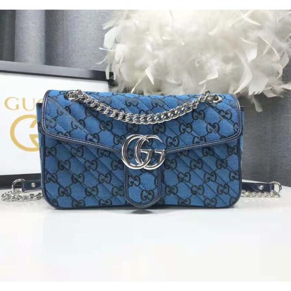 Gucci Women GG Marmont Multicolor Small Shoulder Bag Blue Double G (11)