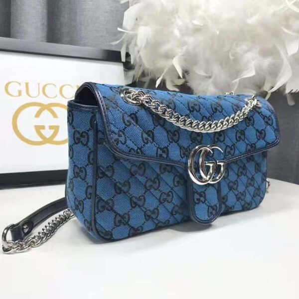 Gucci Women GG Marmont Multicolor Small Shoulder Bag Blue Double G (4)