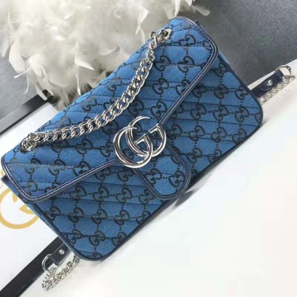 Gucci Women GG Marmont Multicolor Small Shoulder Bag Blue Double G (6)