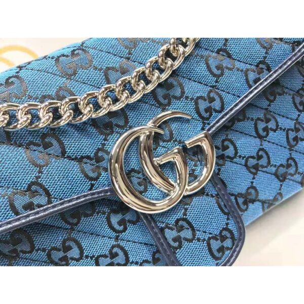 Gucci Women GG Marmont Multicolor Small Shoulder Bag Blue Double G (7)