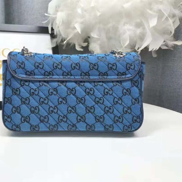 Gucci Women GG Marmont Multicolor Small Shoulder Bag Blue Double G (8)
