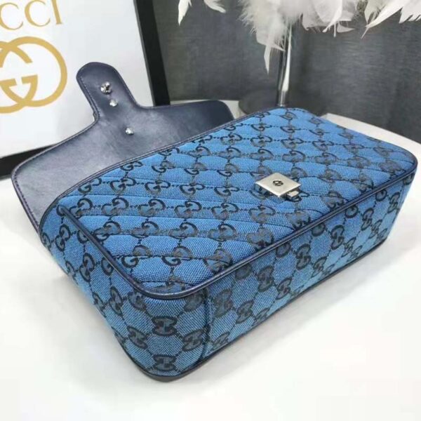 Gucci Women GG Marmont Multicolor Small Shoulder Bag Blue Double G (9)