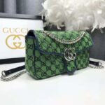 Gucci Women GG Marmont Multicolor Small Shoulder Bag Green Double G - Image 6