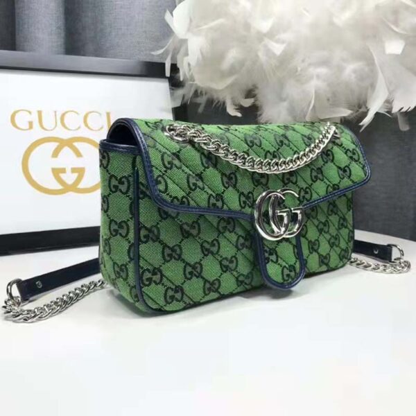 Gucci Women GG Marmont Multicolor Small Shoulder Bag Green Double G (10)