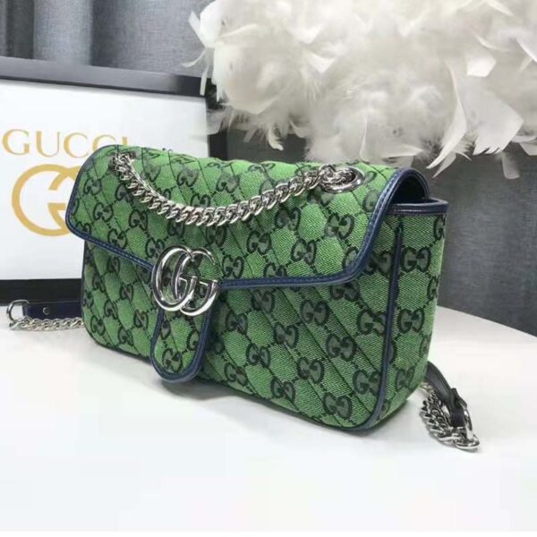 Gucci Women GG Marmont Multicolor Small Shoulder Bag Green Double G (11)