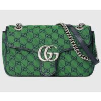 Gucci Women GG Marmont Multicolor Small Shoulder Bag Green Double G