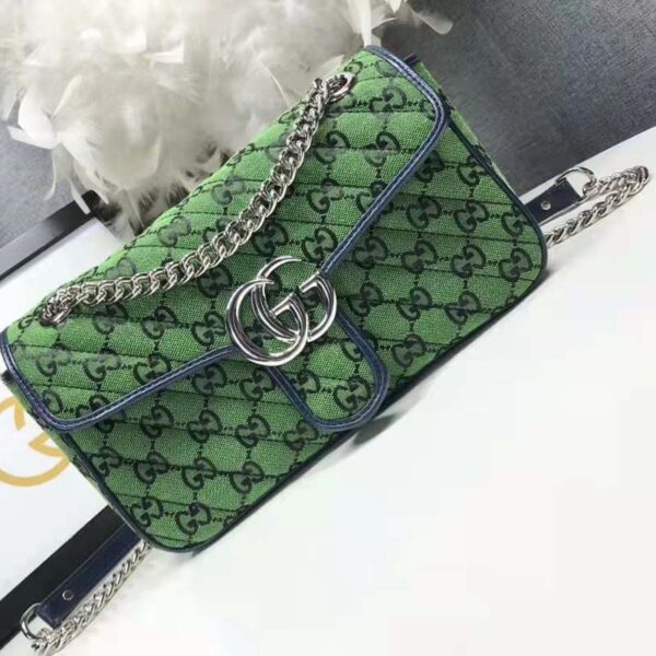 Gucci Women GG Marmont Multicolor Small Shoulder Bag Green Double G (3)