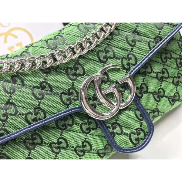 Gucci Women GG Marmont Multicolor Small Shoulder Bag Green Double G (4)