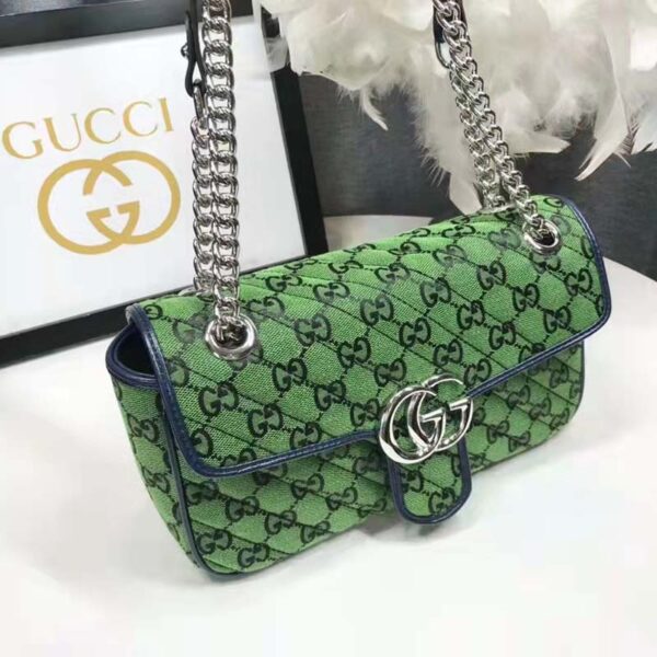 Gucci Women GG Marmont Multicolor Small Shoulder Bag Green Double G (5)