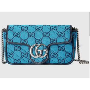 Gucci Women GG Marmont Multicolor Super Mini Bag Blue Double G