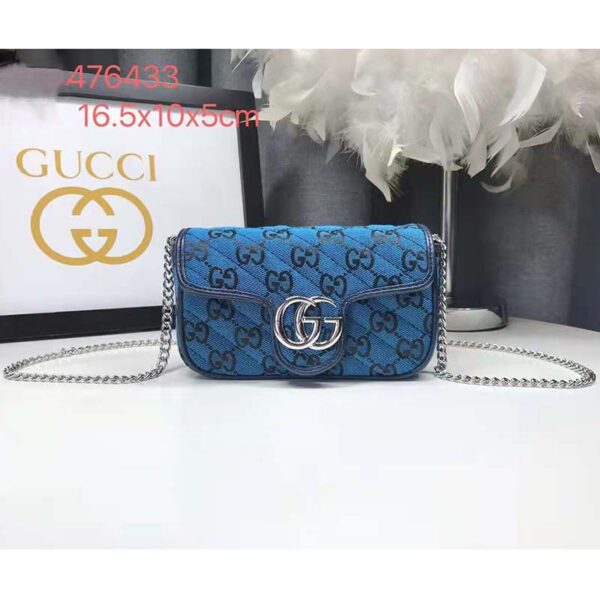 Gucci Women GG Marmont Multicolor Super Mini Bag Blue Double G (2)