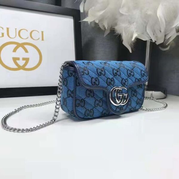 Gucci Women GG Marmont Multicolor Super Mini Bag Blue Double G (3)