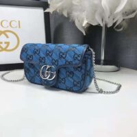 Gucci Women GG Marmont Multicolor Super Mini Bag Blue Double G (11)