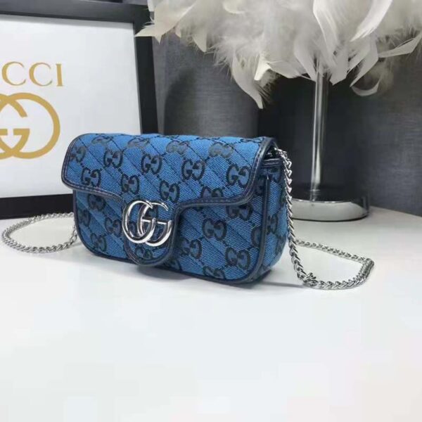 Gucci Women GG Marmont Multicolor Super Mini Bag Blue Double G (4)