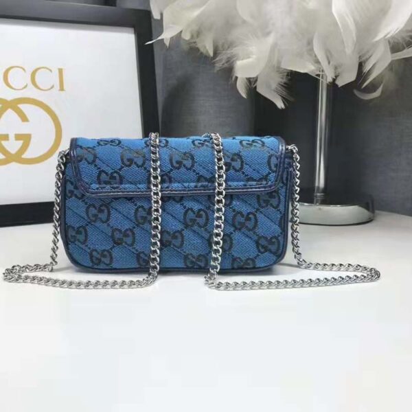 Gucci Women GG Marmont Multicolor Super Mini Bag Blue Double G (8)