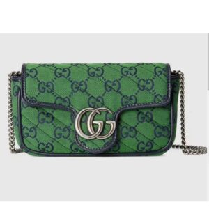 Gucci Women GG Marmont Multicolor Super Mini Bag Green Double G
