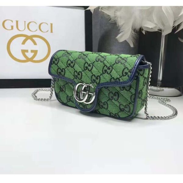 Gucci Women GG Marmont Multicolor Super Mini Bag Green Double G (3)