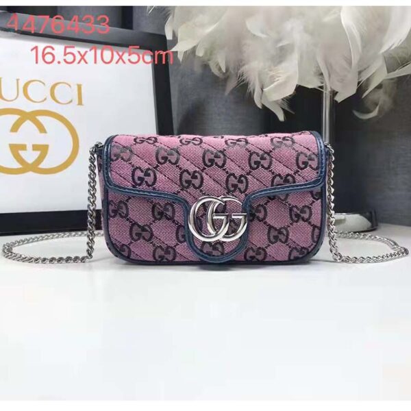 Gucci Women GG Marmont Multicolor Super Mini Bag Purple Double G (2)