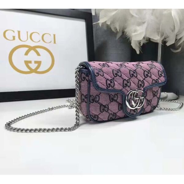 Gucci Women GG Marmont Multicolor Super Mini Bag Purple Double G (3)