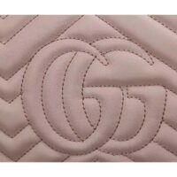 Gucci Women GG Marmont Small Matelassé Shoulder Bag Pink Leather Double G