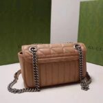 Gucci Women GG Marmont Small Shoulder Bag Beige Matelassé Leather Double G - Imagen 4