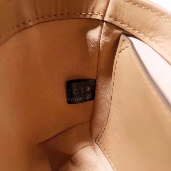 Gucci Women GG Marmont Small Shoulder Bag Beige Matelassé Leather Double G (9)